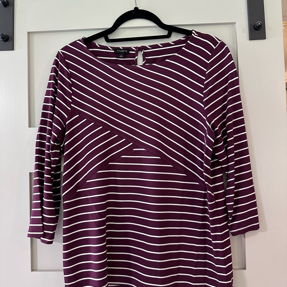 Talbots Purple and White Striped Top